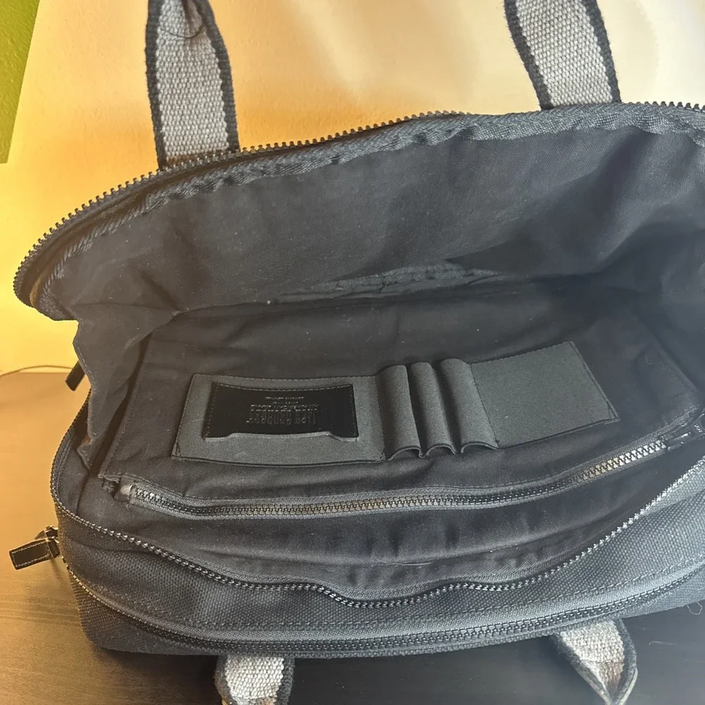 Jack Georges Black Canvas & Leather Zippered Briefcase‎ CV230
